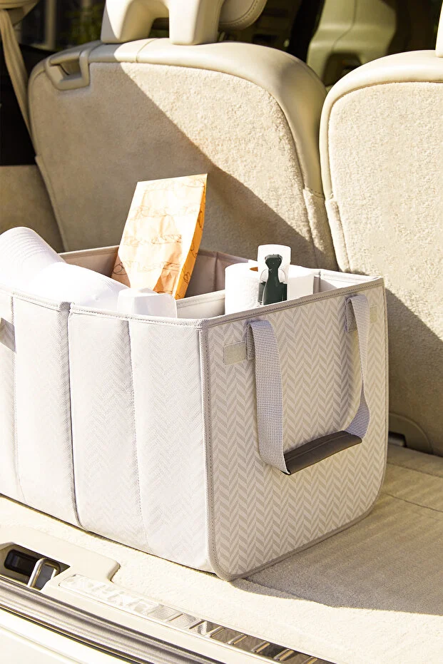 Araç İçi Gri Balıksırtı Bagaj Düzenleyici Araba Çantası Organizeri 31x36x27